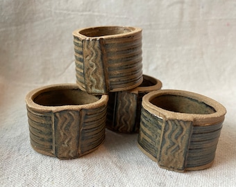 Napkin rings, pottery napkin rings, handmade, rustic napkin rings, casual