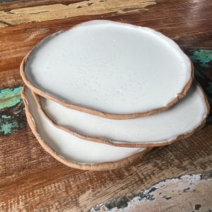 Set of 4 Small Rustic Handmade Tapas Plates, Free Form Appetizer Dishes image 10
