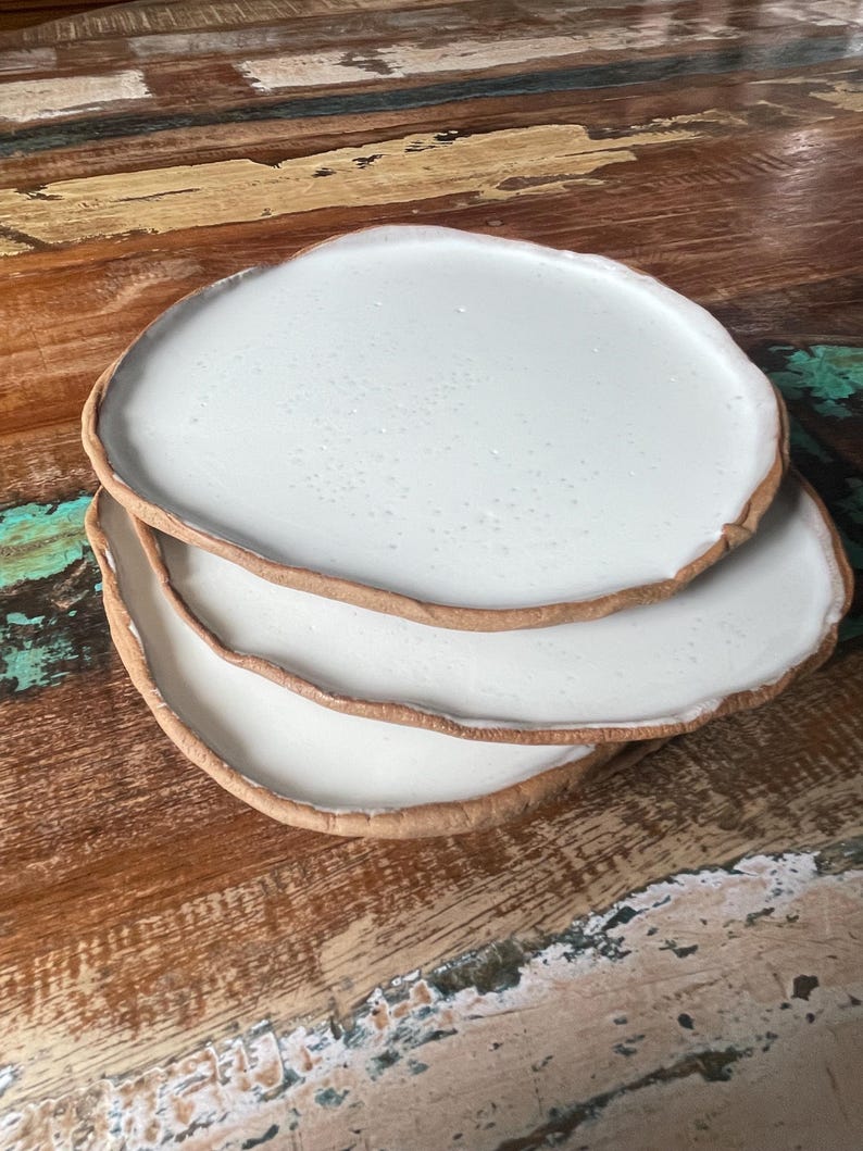 Set of 4 Small Rustic Handmade Tapas Plates, Free Form Appetizer Dishes image 10
