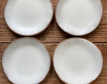 Tapas plates, set of 4 tapas plates, small appetizer plates, handmade tapas plates, small white plates, white tapas plates, pottery plates