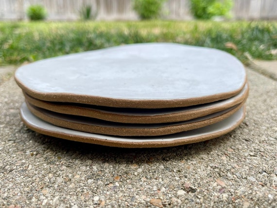Set of 4 Small Rustic Handmade Tapas Plates, Free Form Appetizer Dishes
