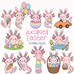 アホロートル イースター クリップアート - かわいいアホロートル PNG - フラット イラスト - かわいい - 落書き - イースター クリップアート - 商用利用