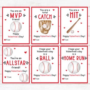 Béisbol para San Valentín - Imprimible - Tarjetas de San Valentín para niños - Descarga instantánea - Deportes - Escuela - San Valentín para clases - Descarga digital - 2025
