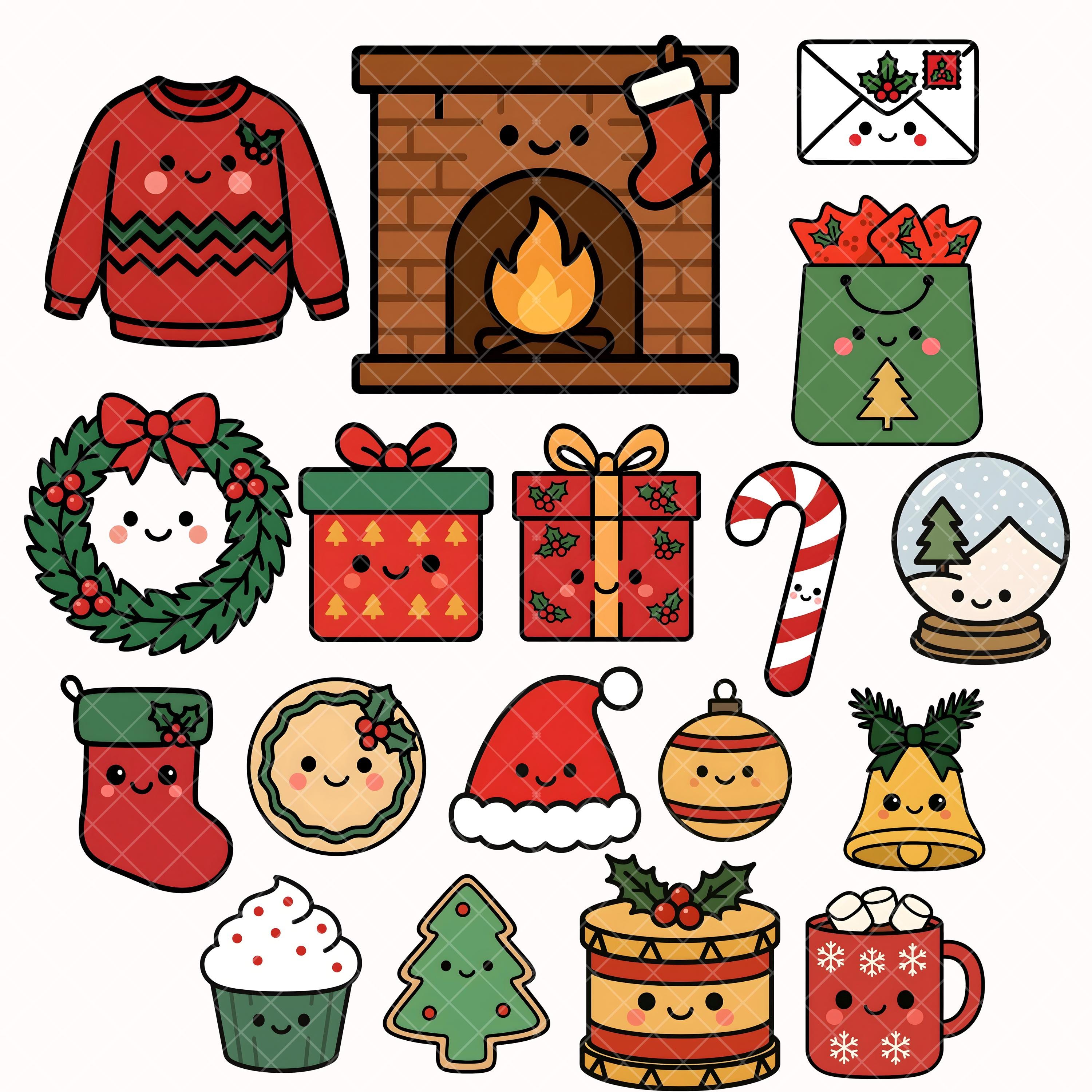 Cute Christmas Clipart - Santa - Reindeer - Snowman - Gingerbread ...