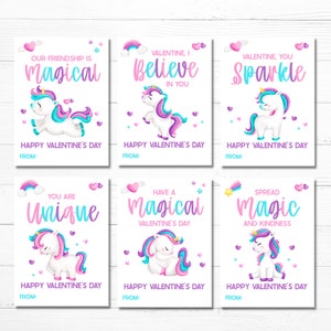 Einhorn Valentinstag Karten - Printable - Kinder Valentinstag - Sofortiger Download - Magisch - Schule - Klasse Valentinstag - Digitaler Download