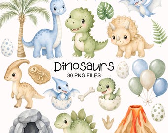 Cute Dinosaur Clipart - Watercolor - T-Rex Png - Commercial Use