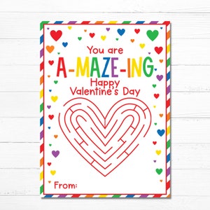 Labyrinth Valentinstag Karten - Druckbar - Kinder Valentinstag - Digitaler Download - Schule Valentinstag Karten - Schüler Valentinstag Karten - Sofort Download