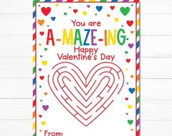 Maze Valentine Cards - Printable - Kids Valentines - Digital Download - School Valentines - Student Valentine  Cards - Instant Download