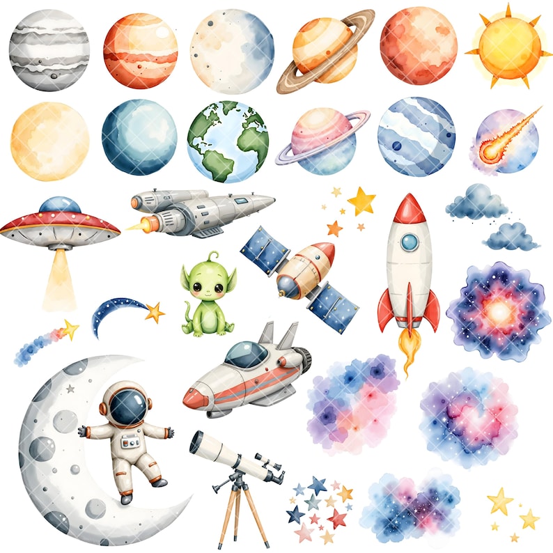 Cute Astronaut Clipart - Watercolor - Outer Space Png - High Quality ...