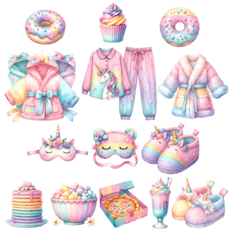 Slumber Party Clipart - Watercolor - Cute Sleepover Png - High Quality ...