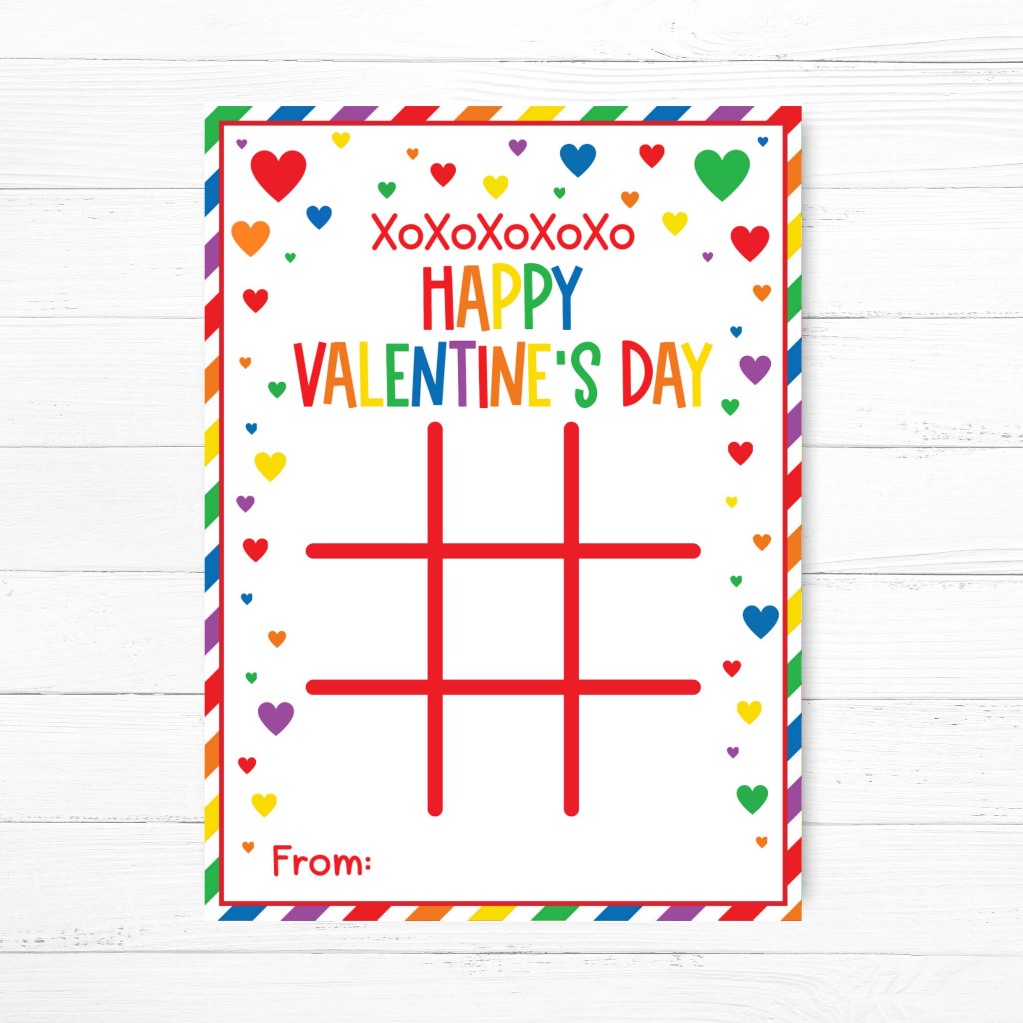Tic Tac Toe Valentine Cards Printable Kids Valentines Digital Download ...