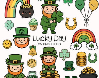 St. Patrick's Day Clipart - Cute Leprechaun - Saint Patrick's Png - Gnome Sublimination - Shamrocks - Commercial Use