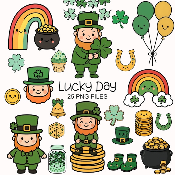 St. Patrick's Day Clipart - Cute Leprechaun - Saint Patrick's Png - Gnome Sublimination - Shamrocks - Commercial Use