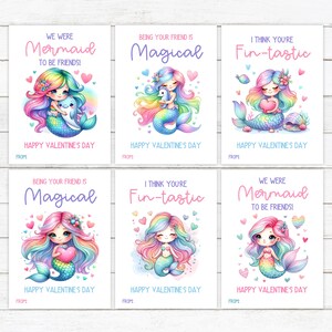 Cartes de Saint Valentin sirène - imprimables - Saint Valentin scolaire - fête de classe - cartes de Saint Valentin - téléchargement immédiat - jolies cartes