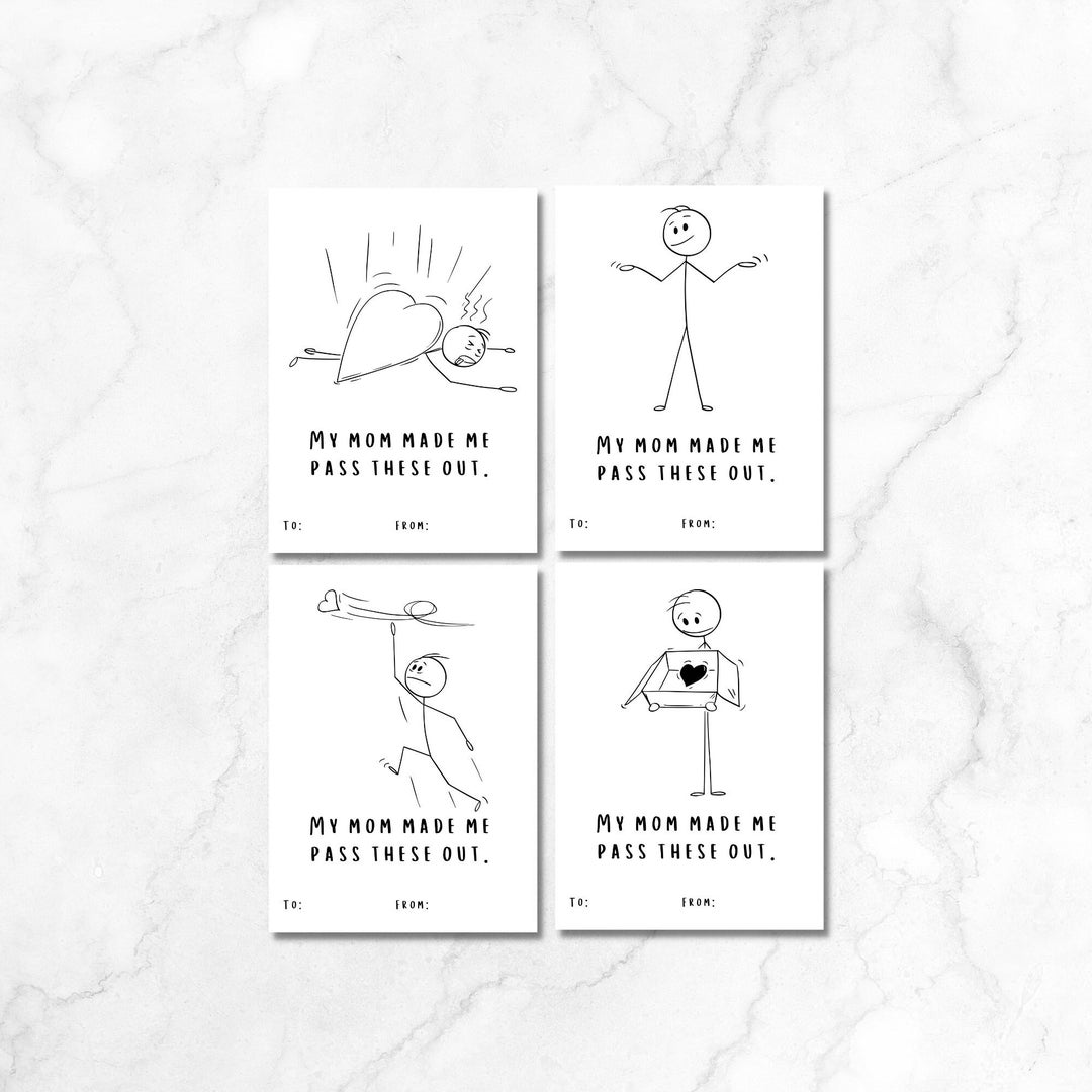 Printable Valentine Cards Instant Download School Valentine Class Party Boys Valentines Teen