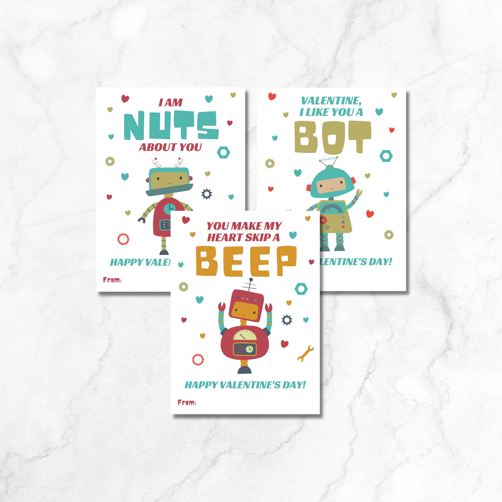 Robot Valentines Cards Printable