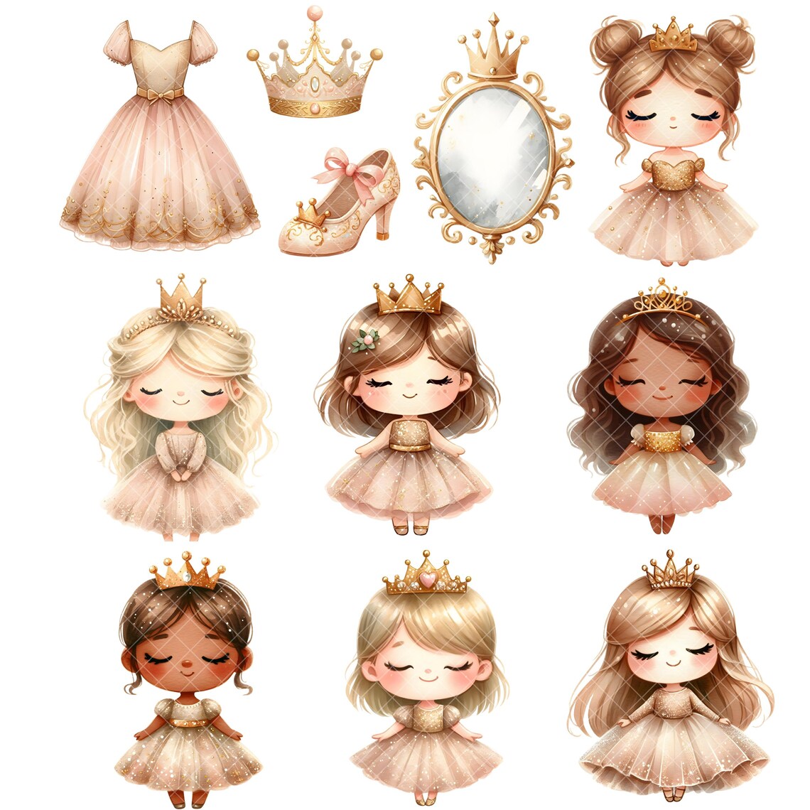 Cute Princess Clipart - Watercolor - Fairytale Png - High Quality ...