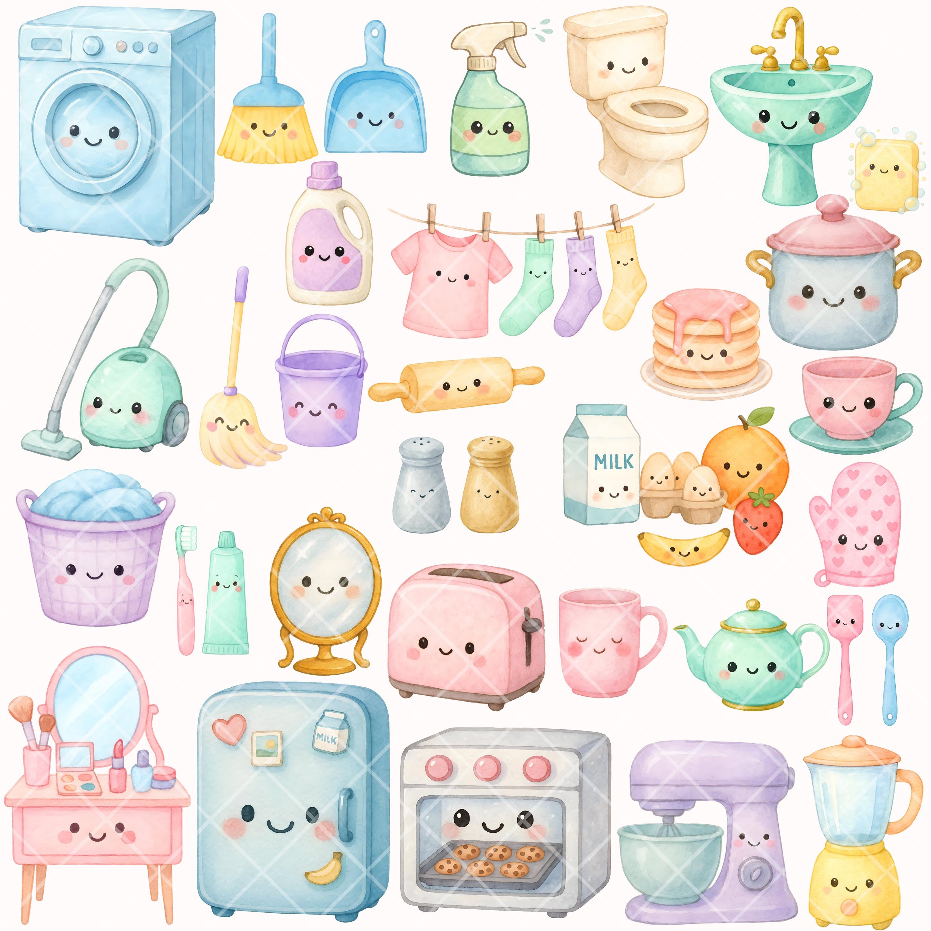 Kawaii Home Clipart - Watercolor - Cute Png - Planner Sticker ...