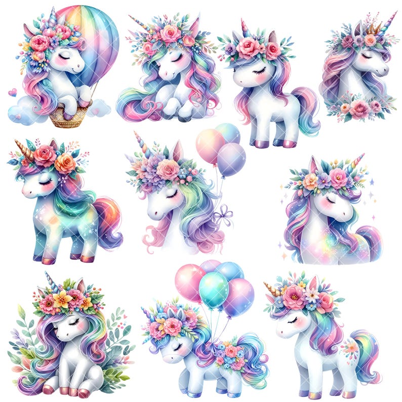 Cute Unicorn Clipart - Watercolor - Unicorn Png - High Quality - Pastel ...