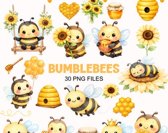 Clipart hommel - aquarel - schattige honingbij png - bijsublimatie - commercieel gebruik