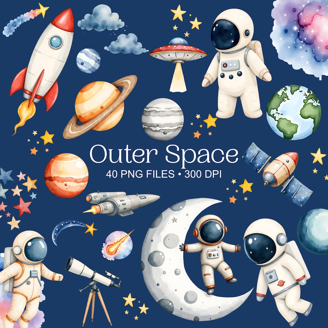 Cute Astronaut Clipart - Watercolor - Outer Space Png - High Quality ...