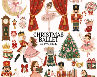 Christmas Ballet Clipart - Holiday Png - Ballerina - Nutcracker - Commercial Use