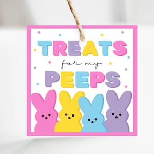 Peeps Easter Tag - Printable - Kids Easter Tags - Instant Download - School - Class Party - Digital Download - Gift Tag - Favor Tag