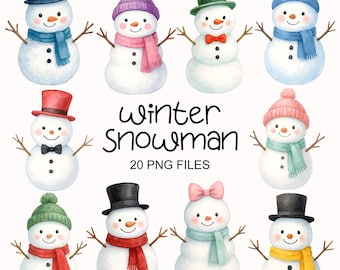 Watercolor Snowman Clipart - Cute Winter Png - Snowman Sublimination - High Quality - Snowman Images - Commercial Use