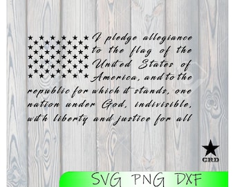 Pledge of Allegiance American Flag SVG, PNG, DXF