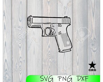 Pistol, Handgun, Firearm SVG, DXF, and PNG.