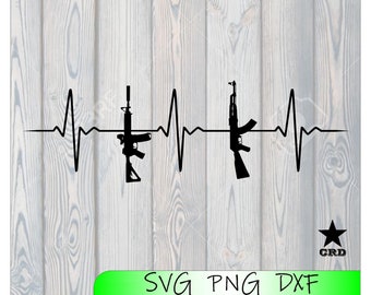 Gun Heartbeat, Gun Heart Monitor, 2nd Amendment, Pro Gun SVG, DXF, and PNG
