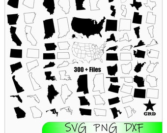 USA States SVG Bundle / 50 States SVG Bundle / 300+ Files/ Cut Files / Cricut / Clip art / America Svg / States Outline Svg