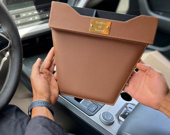 Marokkaanse lederen auto-organizer – handgemaakte stoelopeningvuller – houder voor telefoon, sleutels en accessoires – luxe auto-interieurcadeau