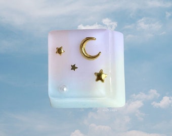 Ready-to-ship pastel gradient celestial resin 1u keycaps in OEM keyboard profile for Cherry/Gateron switches