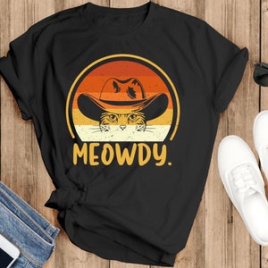 Meowdy Cowboy Cat Vintage T-Shirt, Cowboy Cat Shirt, Cat Shirt, Cat Lovers Shirt, Black Cat Shirt,texas cat meowdy meme,Cat Vintage Shirt