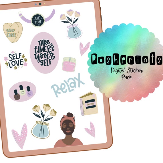 Self Care Digital Sticker Pack Instant Download Journal Etsy