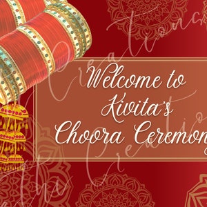 Choora/Chooda/Bangle/Chura Ceremony Sign, Welcome Poster Desi Wedding Ceremony, Indian or Pakistani Wedding Signs | Printable Shaadi Signs