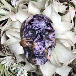Radical Druzy Cave Purple Sphalerite Fantasy Quartz Skull 563 grams