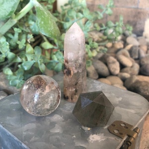 Garden Lovers Lodolite Garden Quartz Gift Set, Tower, Hexagon,  Sphere