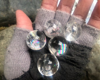Rainbow Clear Quartz Mini Sphere, Crystal Marble (21mm)