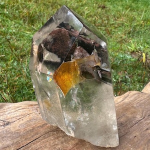 Otherwordly Inclusions Exquisite Lodolite Formation, High Quality Quartz Raw Edge