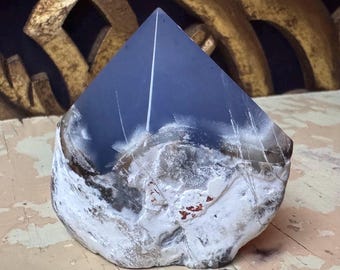 Blue Moon Beauty Chalcedony Partial Polished Point, Gentle and Calming Hue