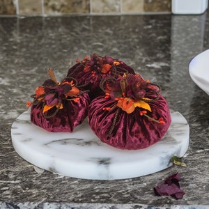 Luxury Velvet Pumpkin, Burgundy Velvet Pumpkin, Fabric Pumpkin, Fall Decorations, Thanksgiving Tablescape, Fall Home Decor, Shelf Sitter