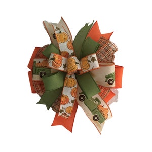 Handmade Fall Pumpkin Truck Bow: Autumn Wreath Decor
