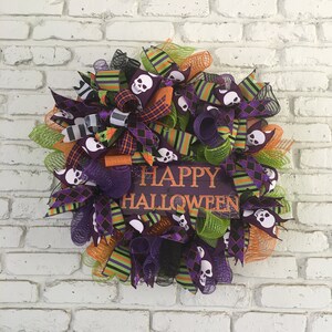 Happy Halloween Wreath for Front Door, Fall Door Hanger, Halloween Decoration, Trick or Treat Wreath, Autumn Outdoor Porch Decor, Fall Decor