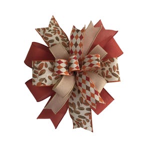 Handmade Fall Bow for Wreath, Autumn Wreath Bow, Lantern Bow, Fall Home Decor, Gift Bow, Fall Colors Bow, Fall Leaves Bow, Thanksgiving Bow
