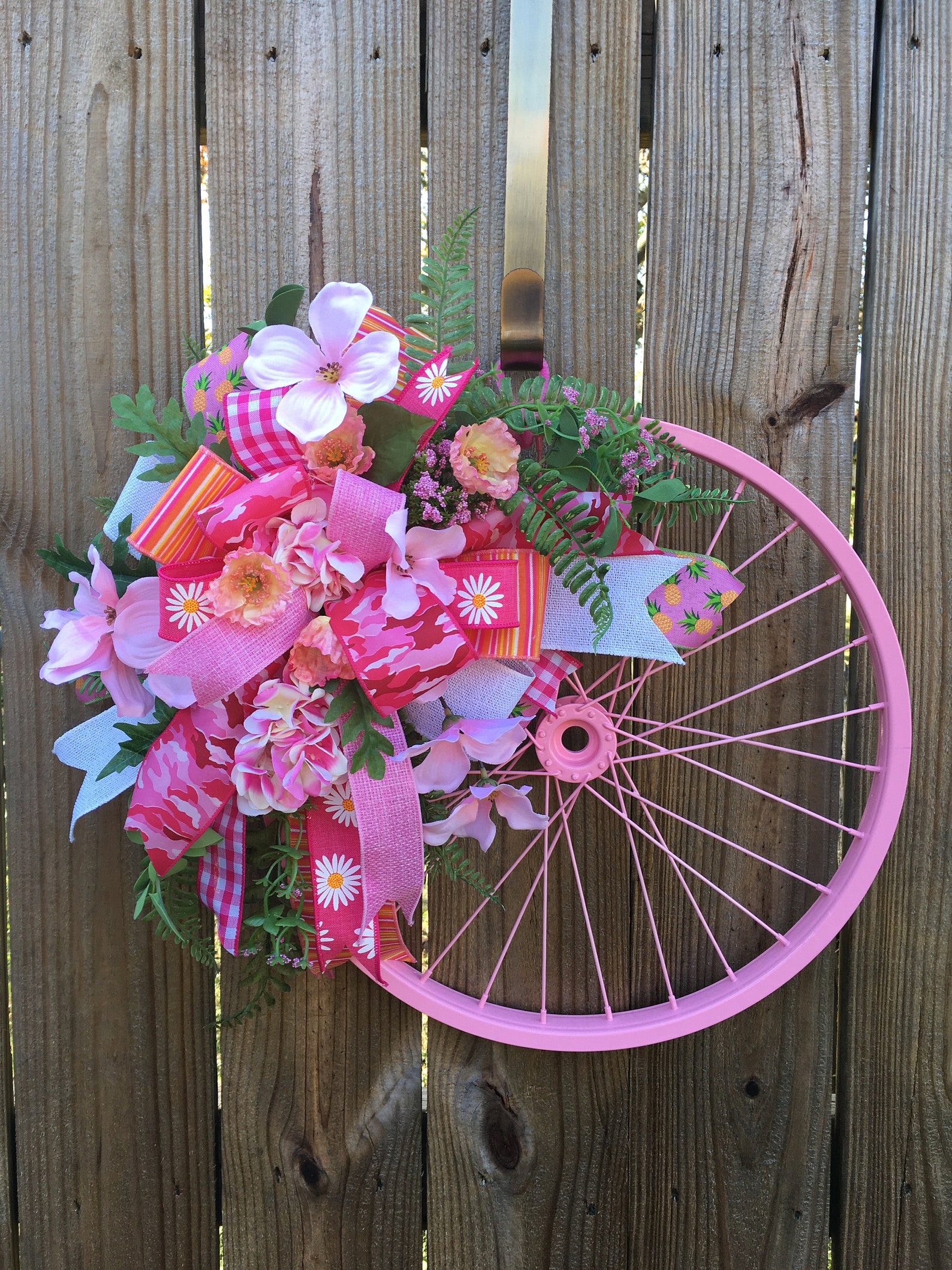 Pink Bicycle Rim Wreath Perfect for Spring Summer Everyday Etsy