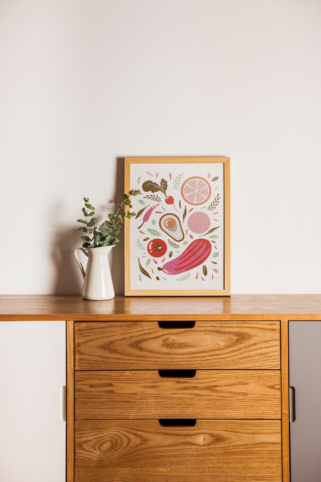 kitchen print set of 2 fruit print vegetable print... Vegetables, Kitchen Poster, Vegetables Print, Riso, Downloadable Art ...