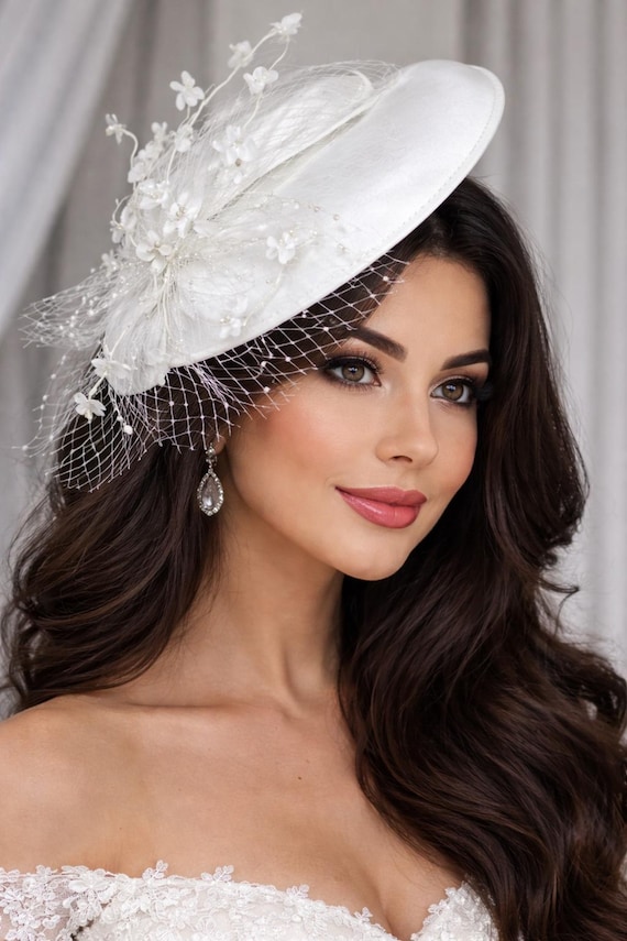 Bridal Boater Hat , Wedding Boater Hat, Vintage-inspired  display picture 2