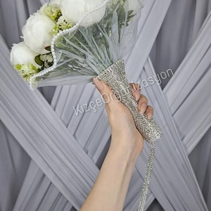 Bouquet holder, flower bouquet holder, Bride flower holder, Bouquet Wrap, Wedding Bouquet, Bridal Bouquet, Silver Color Bouquet (NOT FLOWER)